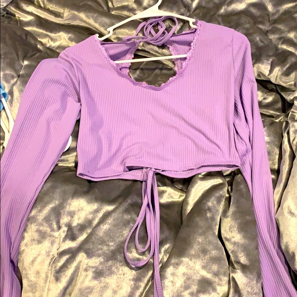 Purple long sleeve crop top